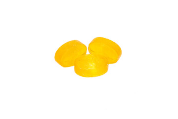 yellow candy on a white background