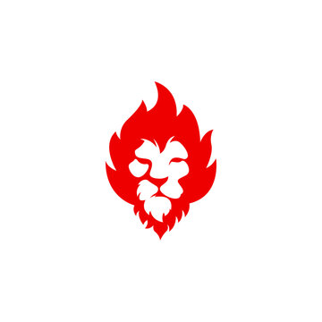 Lion Flame Logo vector template, lion fire exclusive logo design inspiration, Silhouette of animal head Lion in negative space, Lion fire logo design