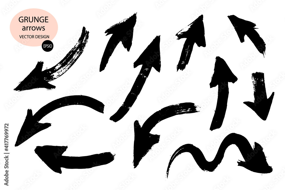 Aufkleber manually isolated arrows set on a white background.a drawn paint object to use in your design.
