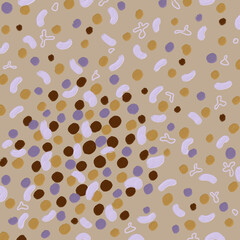 Abstract square painting. Modern minimalism, dots, stripes. Beige with lilac and white. Calm natural color scheme. Art for interior decoration and background for postcards. Association with bacteria
