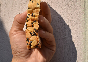 Whole wheat bread on  white background.fresh bread