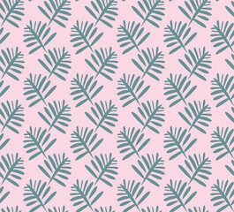 Seamless vector pattern with palm leaves. Botanical ornament with tree branches