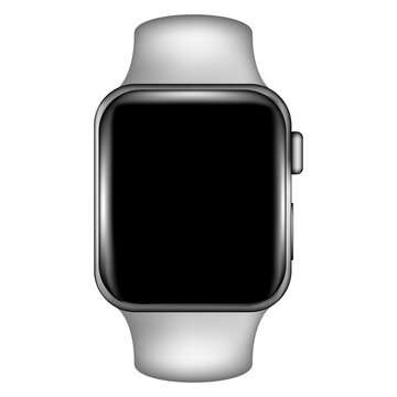 Realistic Vector Apple Watch White On An Isolated Background. Clock Mockup For Your Design. Stock Illustration EPS 10