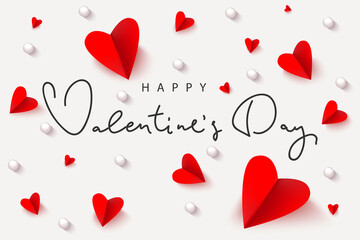 Valentine's Day background design with paper hearts and beads effect.Template for greeting cards ,advertising,flyers,advertising.