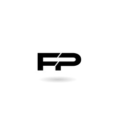 Letter FP logo with shadow