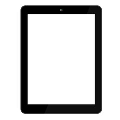 Black tablet computer isolated on white background. Vector  mock-up