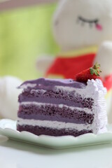 Portrait taro Cake  with Strawberry Effect.