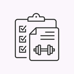 Fitness program line icon on white background. Vector illustration.