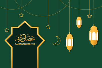 Ramadan Kareem islamic design with decoration, star, bulan and  arabic lantern. Vector illustration