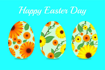 Happy easter day eggs decoration vector