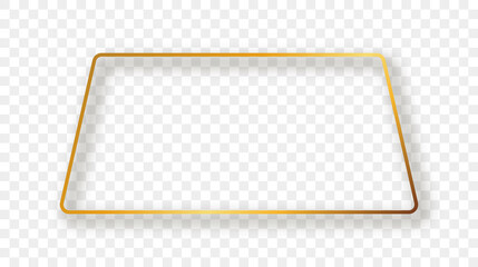 Gold glowing rounded trapezoid shape frame with shadow