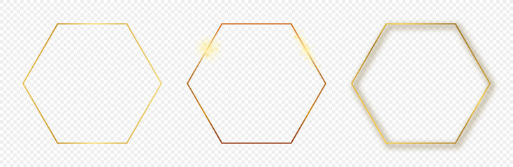 Gold glowing hexagon frame
