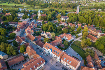 Aerial view of old town in city Kuldiga, Latvia