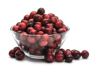 Glass vase filled with large berries of cranberry