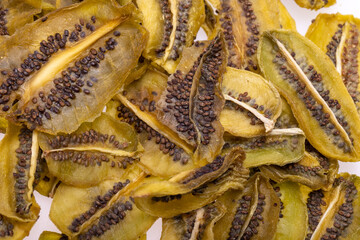 Dried kiwi fruit slices. Perfect as a snack, addition to ice cream and other desserts.