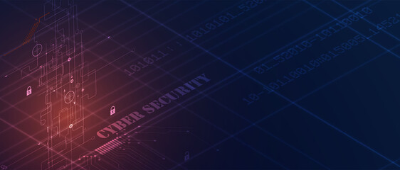 internet digital security technology concept for business background. Lock on circuit board