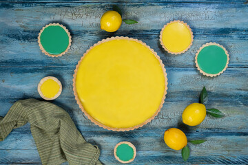 Traditional french lemon tart, top view