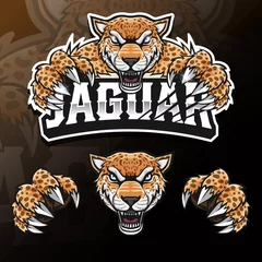 Foto op Plexiglas angry wild animal jaguar isolated esport logo illustration © ghinan