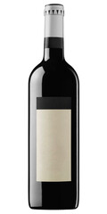 A bottle of red wine, isolated on white with clipping path.