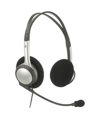Headphones with a microphone of a support service. Isolated on white