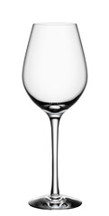 single empty wine glass isolated on white background