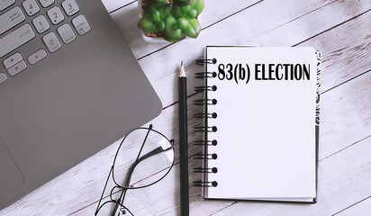 83 b SELECTION text on notebook with office background