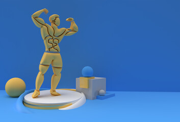 3D Bodybuilding Sport and Activity 3D Render Art Drawing Illustration.
