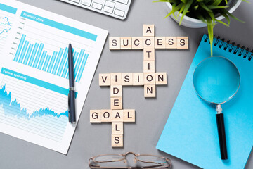 Business motivation concept with words from cubes