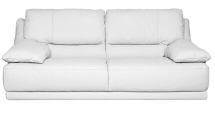 Image of a modern white leather sofa over white background