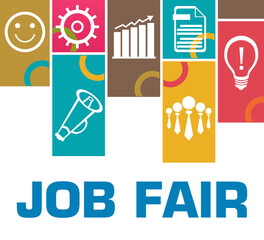 Job Fair Colorful Rings Boxes Business Symbols 