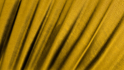 Large piece of yellow fabric material with creases 3d render