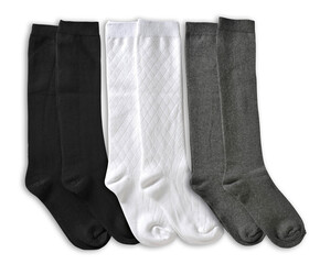 Three Pair of black male socks isolated on the white background
