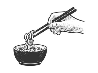 Chinese noodles are eaten with chopsticks sketch