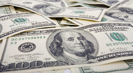 Background with money american hundred dollar bills