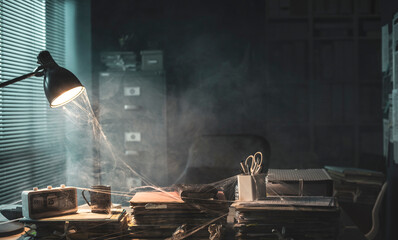 Messy abandoned office after company shut down