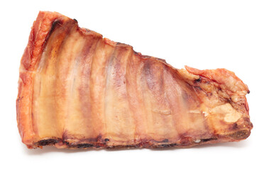 Smoked pork ribs isolated on white background.