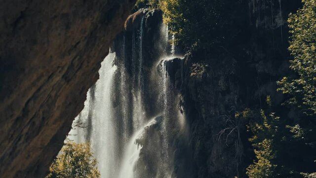 Hadim Yerkopru Waterfall , Konya Turkey.
the waters flowing from the waterfall. sun lights.