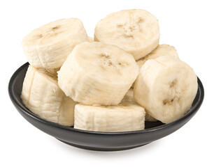 fresh sliced banana isolated on white background. exotic. tropical. clipping path