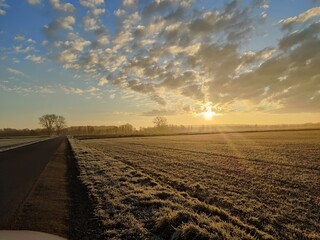 Fototapeta premium Sunset in the cold Germany