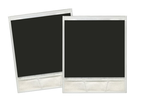 two vintage instant polaroid photo frames in white background ready for use