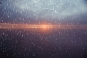 abstract background rain sea calm drops splashes, view of calm sea and wet weather