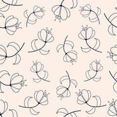 Seamless pattern with hand-drawn flower