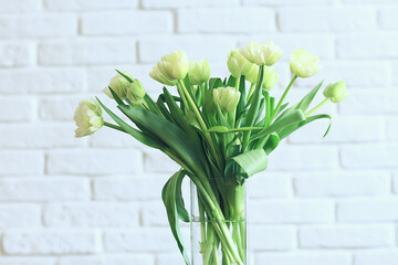 white tulips spring bouquet, background fresh flowers romantic congratulation march april, seasonal background