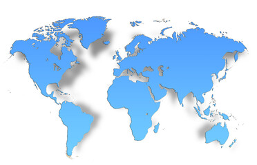 Fototapeta na wymiar World map of light blue colors.