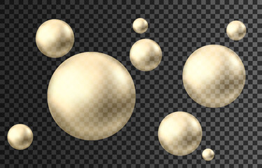 Gold sphere or oil bubble isolated on black background.