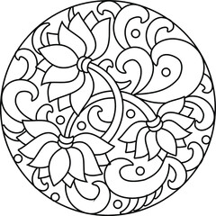 Ornamental lotus.vector, abstract, oriental style, flower, lotus, yoga, medallion, hand-drawing. for textile printing, logo, wallpaper