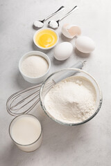 Ingredients for making pancakes for Shrovetide
