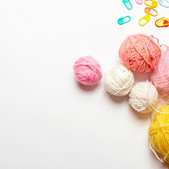 Multi-colored balls of yarn for knitting