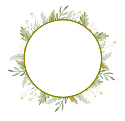 Watercolor floral frame with cute bright flowers and leaves