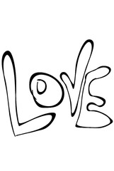 Love, lettering, freehand drawing declaration of love